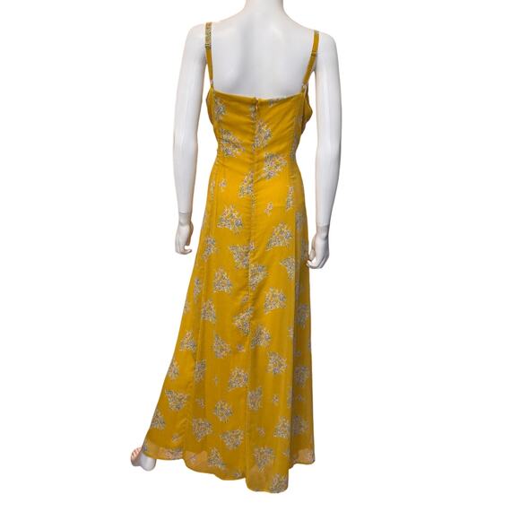 NEW CHELSEA 28 Yellow Cluster Flower Floral Print Maxi Sundress Size L - Picture 5 of 8